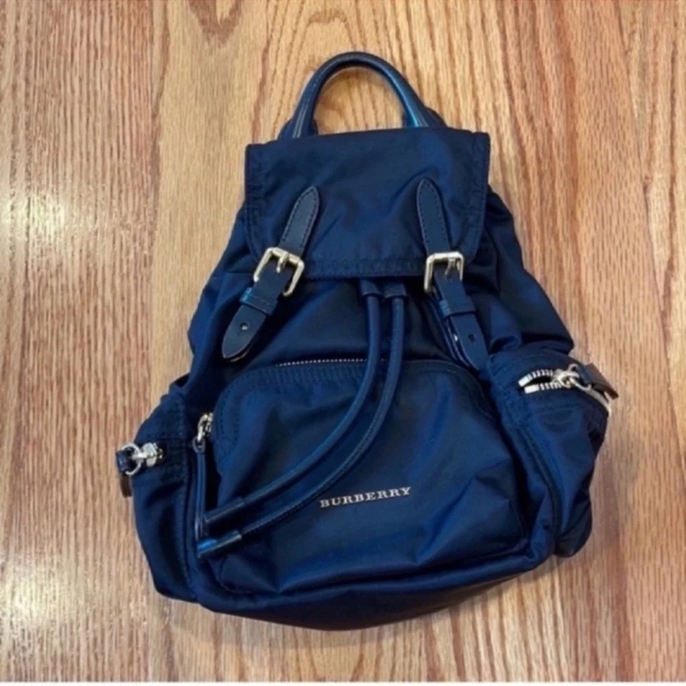 Authentic Burberry Small Rucksack Technical Nylon & Leather Backpack- Black - Picture 2 of 15